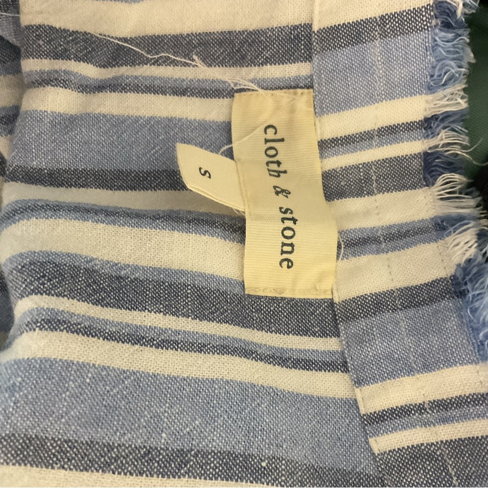 Cloth & Stone Blue Striped Tunic Top Dress Size S. Beach Oversized Shirt - Picture 6 of 8